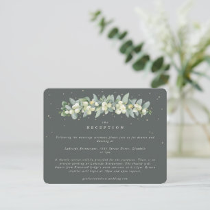 Graue grüne Snowberry+Eucalyptus Garland Empfang Begleitkarte