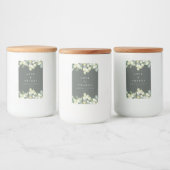 Graue grüne Snowberry+Eukalyptus Winter Wedding Lebensmitteletikett (Flaschen)