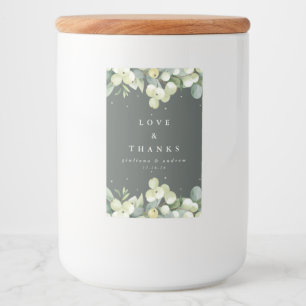 Graue grüne Snowberry+Eukalyptus Winter Wedding Lebensmitteletikett