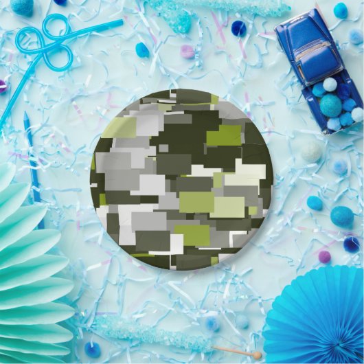 Graue grüne städtische Tarnung Pappteller (Party)