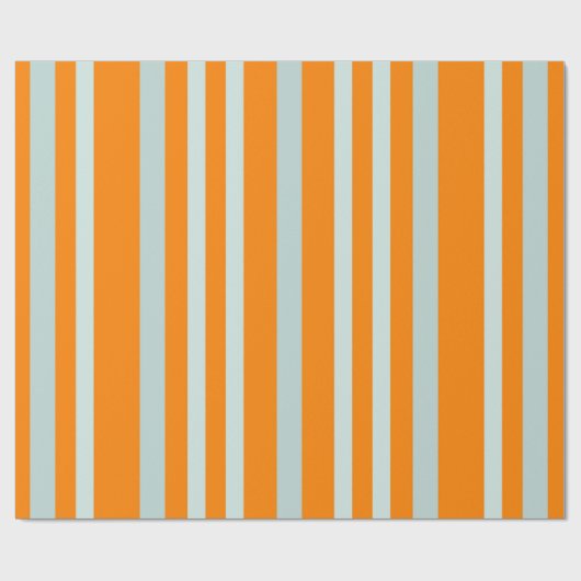 Graue, grüne Streifen auf orangefarbenen Streifen Geschenkpapier (Flach)