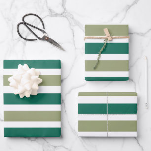 Graue grüne Streifen Geschenkpapier Set