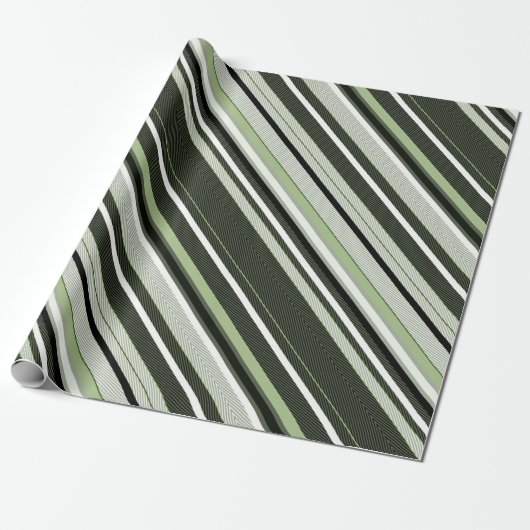Graue, grüne, weiße Streifen. Geschenkpapier (Ungerollt)
