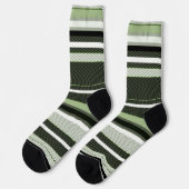 Graue, grüne, weiße Streifen. Socken (Linkes Detail)