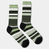 Graue, grüne, weiße Streifen. Socken (Rechts)