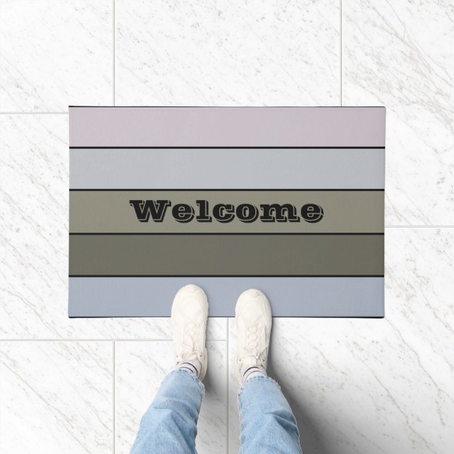 Graue Grüntöne und schwarze Streifen auf Aquarellp Fußmatte (Indoor)