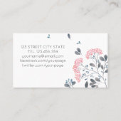 Graue, gürtelrosa Blume Visitenkarte (Rückseite)