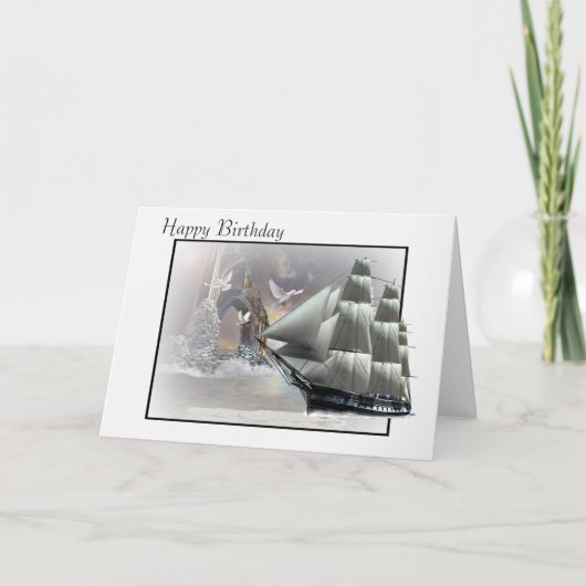 Graue Hafen-Geburtstagskarte Karte (Vorderseite)