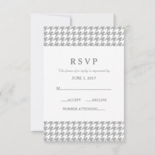 Graue Hahnentrittmuster-Antwort-Karte RSVP Karte