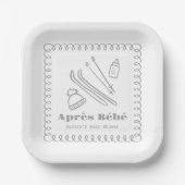 Graue, handGezeichnet Après Bébé Kinderdusche Pappteller (Vorderseite)