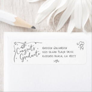 Graue handgezeichnete Doodle-Abschlussadresse in W