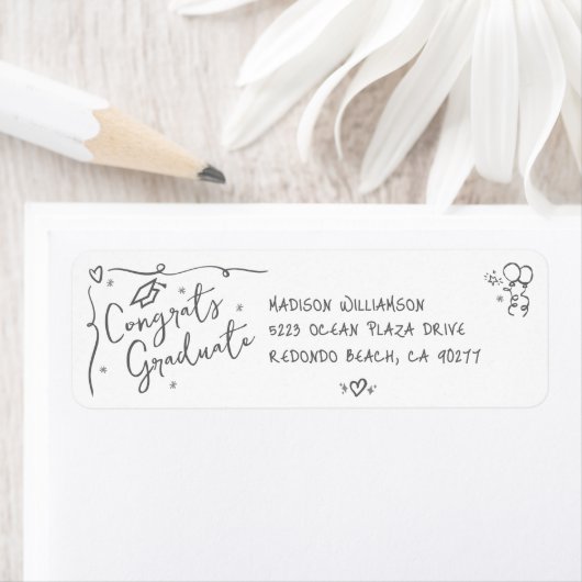 Graue handgezeichnete Doodle-Abschlussadresse in W (Insitu)