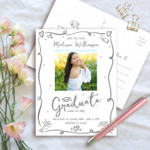 Graue handgezeichnete Doodles Save the Date Abschl