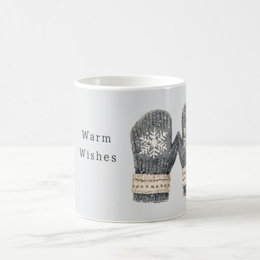 Graue Handschuhe warme Wünsche Kaffeetasse (Mittel)