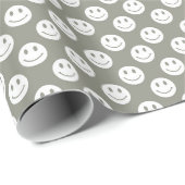 Graue Happy Faces Geschenkpapier (Rolleneckpunkt)