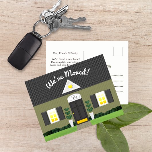 Graue Hausfassade Neue Adresse Postkarte