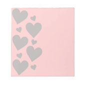 Graue Herzen auf rosa Hintergrund Notizblock (Vorderseite)