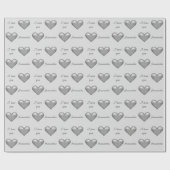 Graue Herzen & Benutzerdefiniert I Liebe Sie Text  Geschenkpapier (Flach)