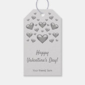 Graue Herzen Happy Valentine's Day & Custom Text Geschenkanhänger (Vorderseite)