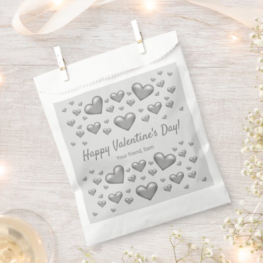 Graue Herzen Happy Valentine's Day & Custom Text Geschenktütchen (Ausgeschnitten)