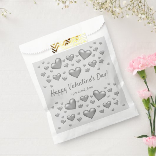 Graue Herzen Happy Valentine's Day & Custom Text Geschenktütchen (Versiegelt)