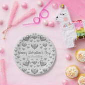 Graue Herzen Happy Valentine's Day & Custom Text Pappteller (Party)