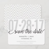 Graue Herzen und Zickzack große Zahlen Save the Da Date (Vorne/Hinten)