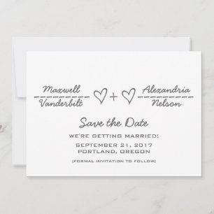 Graue Herzgleichung Save the Date einladen Einladung