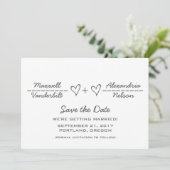 Graue Herzgleichung Save the Date einladen Einladung (Stehend Vorderseite)