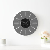 Graue Hintergrundfarbe Schwarz Mitte Weiße Linien  Große Wanduhr (Zuhause)