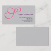 Graue Hintergrundmonogramm-Standardkarte Visitenkarte (Vorne/Hinten)