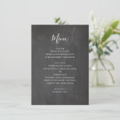 Graue Hochzeit im Chalkboard. Moderne, einfache Ta Menükarte (Stehend Vorderseite)
