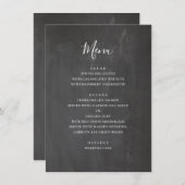 Graue Hochzeit im Chalkboard. Moderne, einfache Ta Menükarte (Vorne/Hinten)