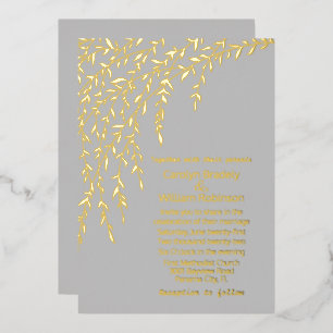 Graue Hochzeits-Einladung aus Gold-Weide-Folie Folieneinladung