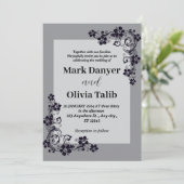 Graue Hochzeitseinladung / einfach & romantisch Einladung (Stehend Vorderseite)