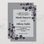 Graue Hochzeitseinladung / einfach & romantisch Einladung (Vorne/Hinten)