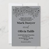 Graue Hochzeitseinladung / einfaches & romantische Einladung (Vorderseite)