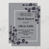 Graue Hochzeitseinladung / einfaches & romantische Einladung (Vorne/Hinten)