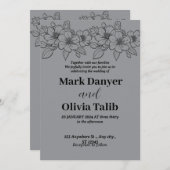 Graue Hochzeitseinladung / einfaches & romantische Einladung (Vorne/Hinten)