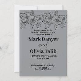 Graue Hochzeitseinladung / einfaches & romantische Einladung