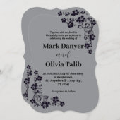 Graue Hochzeitseinladung / einfaches & romantische Einladung (Vorne/Hinten)
