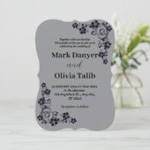 Graue Hochzeitseinladung / einfaches & romantische Einladung (Stehend Vorderseite)