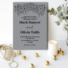 Graue Hochzeitseinladung / einfaches & romantische Einladung