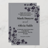 Graue Hochzeitseinladung / einfaches & romantische Einladung (Vorne/Hinten)