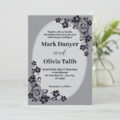 Graue Hochzeitseinladung / einfaches & romantische Einladung (Stehend Vorderseite)