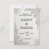 Graue Hochzeitseinladung mit Blumenelementen Einladung (Vorderseite)