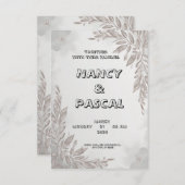Graue Hochzeitseinladung mit Blumenelementen Einladung (Vorne/Hinten)