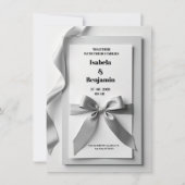 Graue Hochzeitseinladung mit Satinband Einladung (Vorderseite)