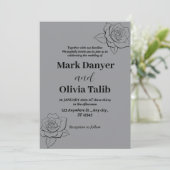 Graue Hochzeitseinladungen | Moderne Eleganz Einladung (Stehend Vorderseite)