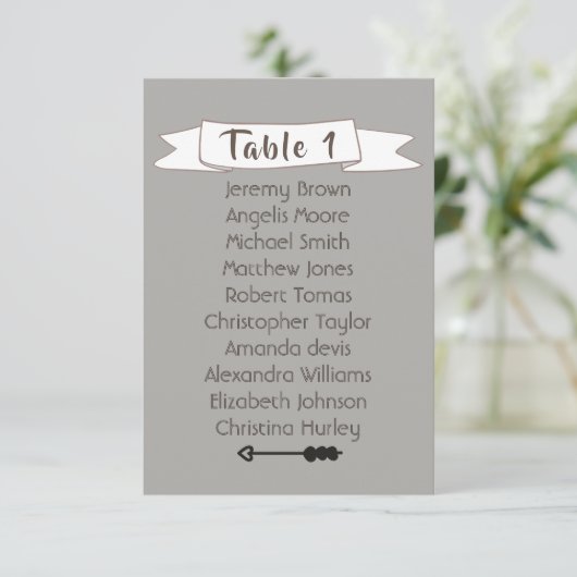 Graue Hochzeitskarte. Einladung (Stehend Vorderseite)